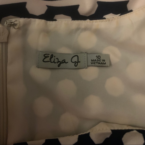 Faux Wrap Navy/White Polka Dot Eliza J Dress - Picture 10 of 13